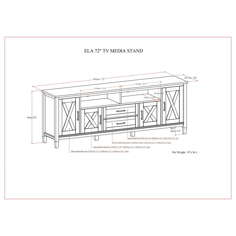 Ela - 72\" TV Media Stand - Smoky Brown