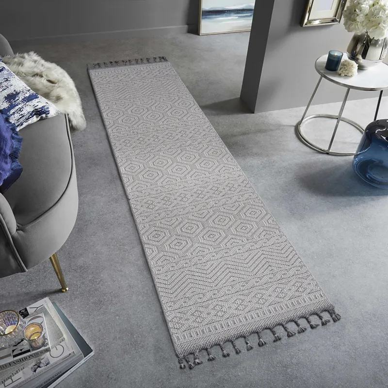 Guros - 2\' x 8\' Geometric Indoor / Outdoor Area Rug - White