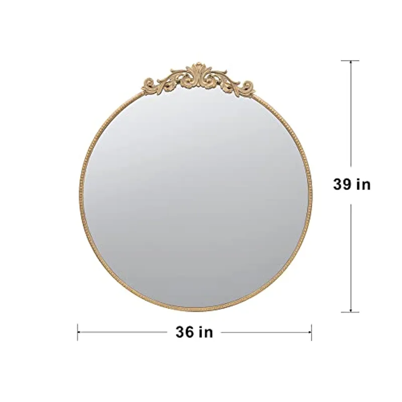 Round Wall Mounted Mirror With Frame For Bathroom Living Room - Gold