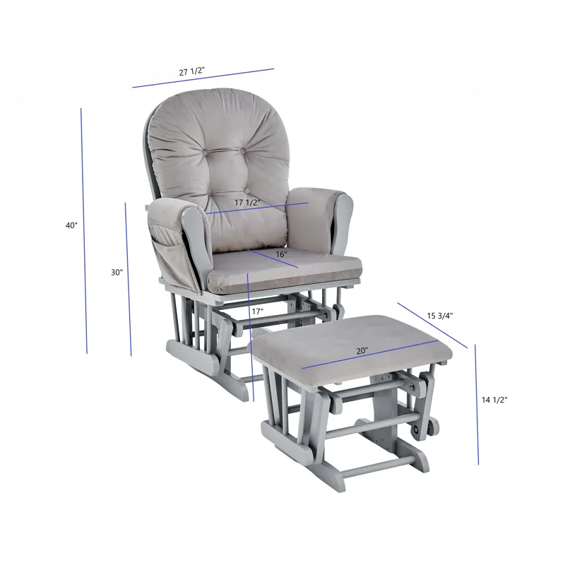 Mason - Glider And Ottoman Gray Wood - Light Gray Fabric