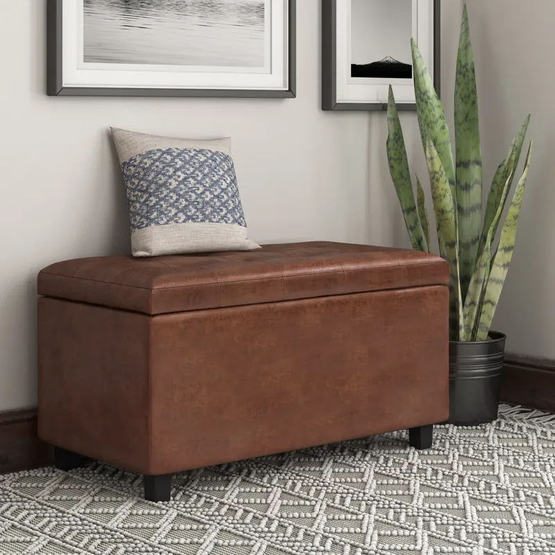 Cosmopolitan - Storage Ottoman - Distressed Saddle Brown