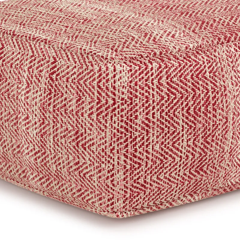 Nate - Square Pouf - Patterned Maroon Melange