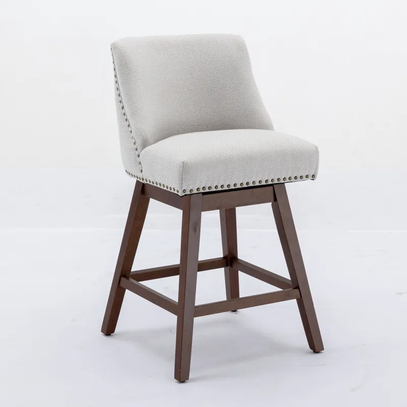 Counter Height Swivel Barstools, Upholstered Bar Stools (Set of 2) - Ivory
