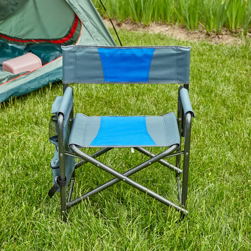 Padded Folding Outdoor Chair With Storage Pockets, Lightweight Oversized Directors Chair For Indoor,