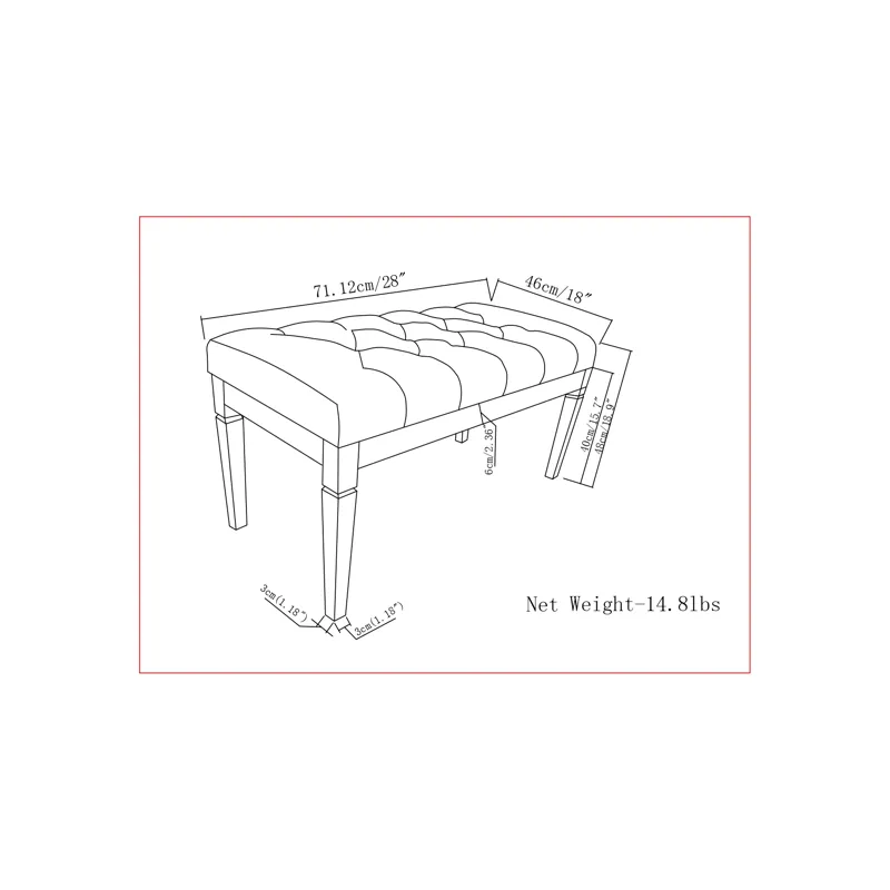 Waverly - Small Tufted Ottoman Bench - Natural