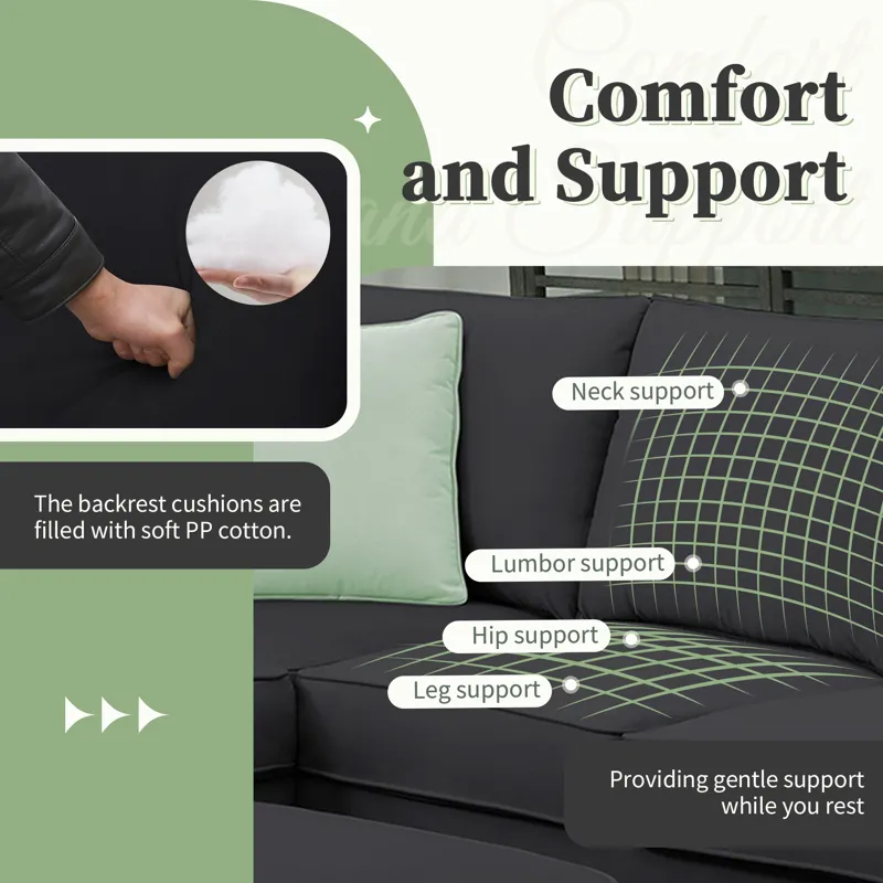 Sectional Sofa Couches Living Room Sets, 7 Seats Modular Sectional Sofa With Ottoman, L Shape Fabric