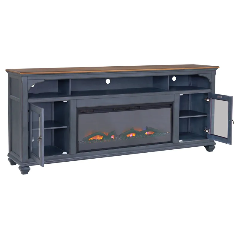Americana - 86\" Fireplace TV Stand - Corduroy Blue