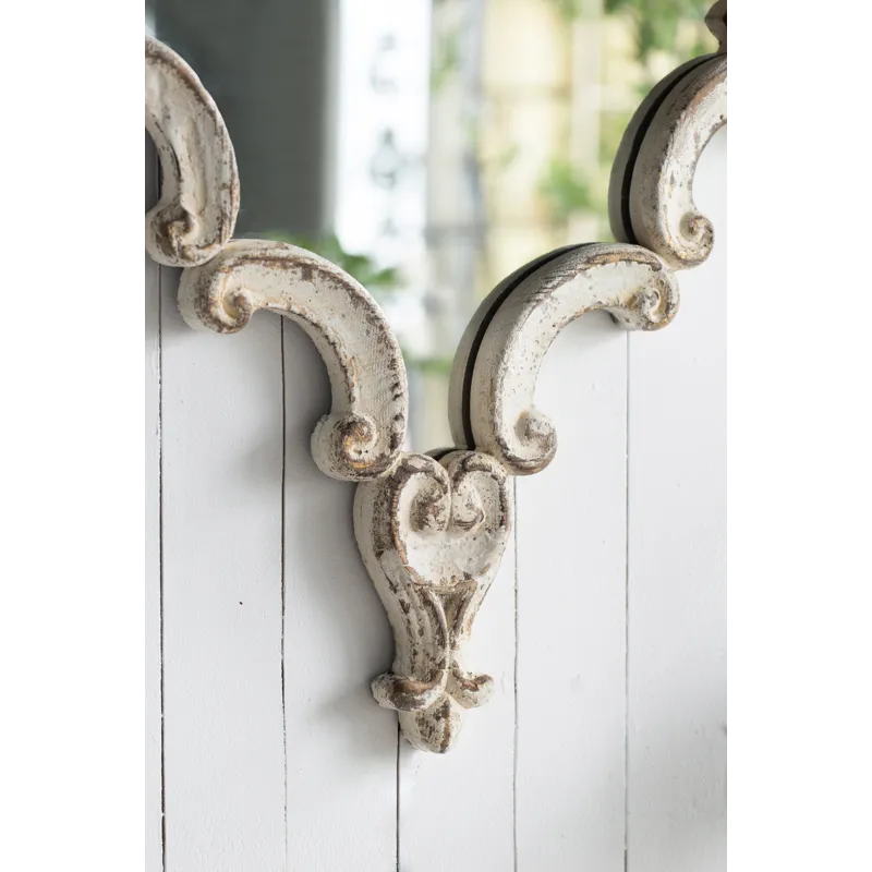 Artistic Diamond Scrollwork Mirror, Home Accent Mirror For Living Room, Entryway - Antique White