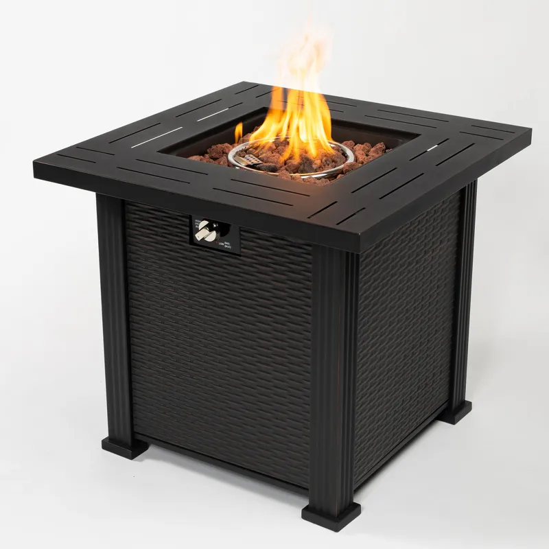 28\" Square Fire Pit Table - Brown