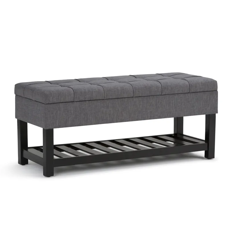 Saxon - Storage Ottoman Bench - Slate Grey