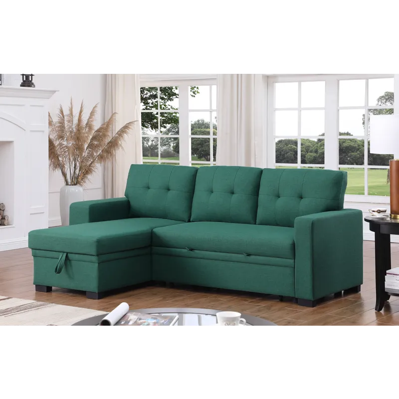 3 Piece Upholstered Sectional - Green