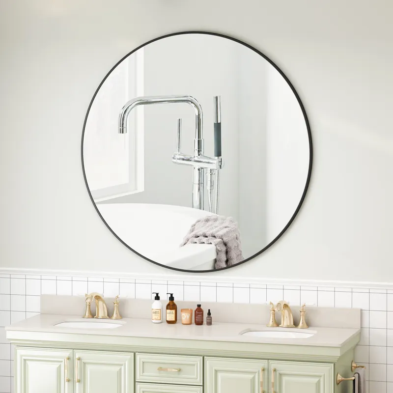 Wall Mirror Circular Mirror Metal Framed Mirror Round Vanity Mirror Dressing Mirror, For Bathroom, L