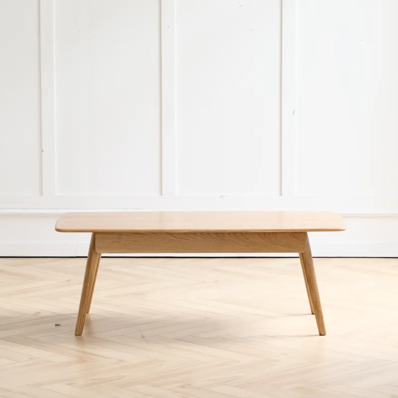 Low Table, Coffee Table With Storage Shelf - Natural