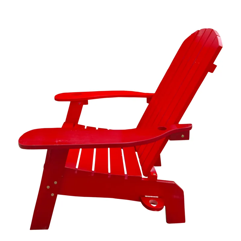 Outdoor Or Indoor Adirondack Chair With An Hole To Hold Umbrella On The Arm - Red