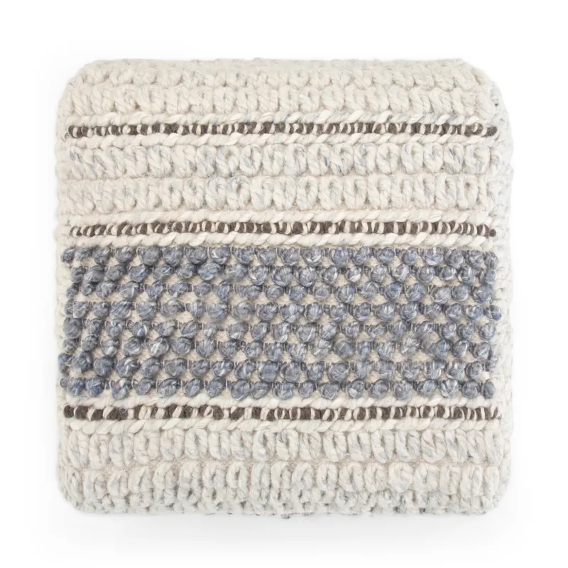 Grady - Square Pouf - Blue / Natural