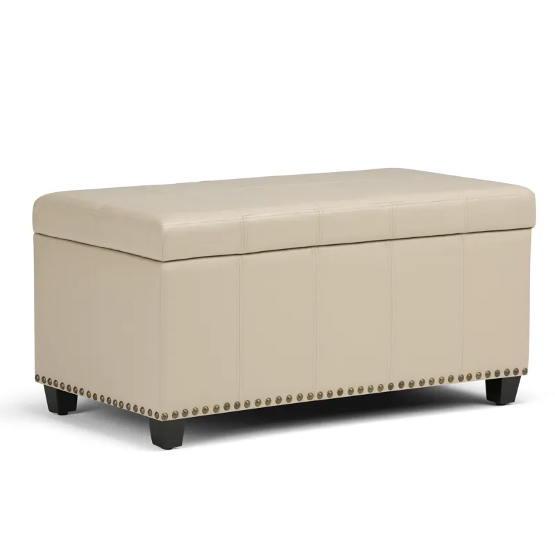 Amelia - Storage Ottoman Bench - Satin Cream
