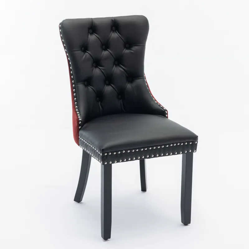 Nikki - Modern, High-End Tufted Solid Wood Contemporary PU And Velvet Upholstered Dining Chair With 