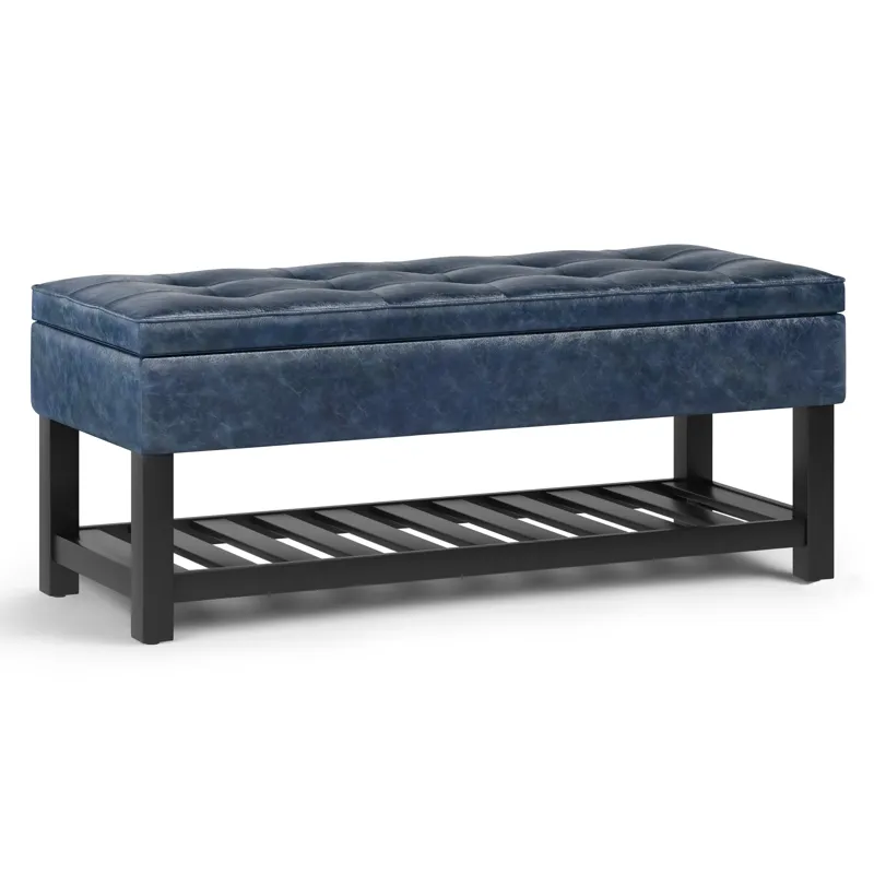 Cosmopolitan - Storage Ottoman Bench with Open Bottom - Denim Blue