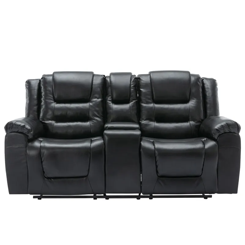 2 Seater Home Theater Recliner Manual Recliner Chair With A Storage Box And Two Cup Holders For Livi