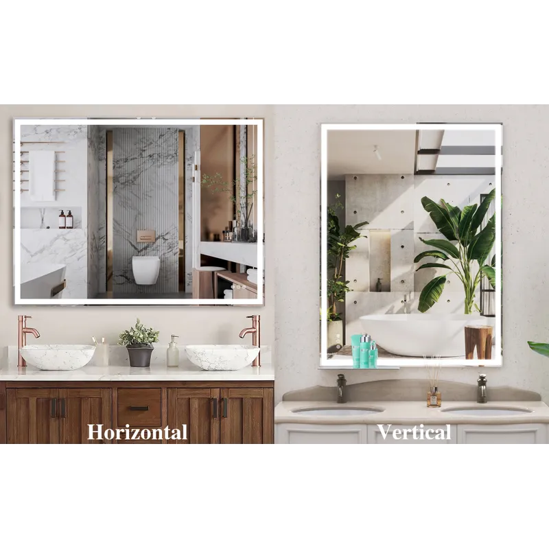 LED Bathroom Vanity Mirror Wall Mounted, Adjustable White / Warm / Natural Lights Anti-Fog Touch Swi