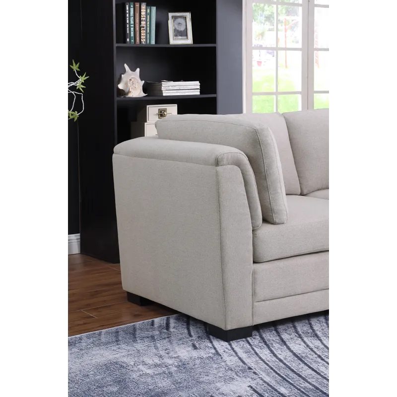 Kristin - Linen Fabric Loveseat - Light Gray