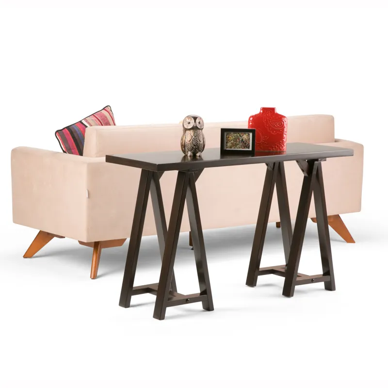 Sawhorse - Console Sofa Table - Dark Chestnut Brown
