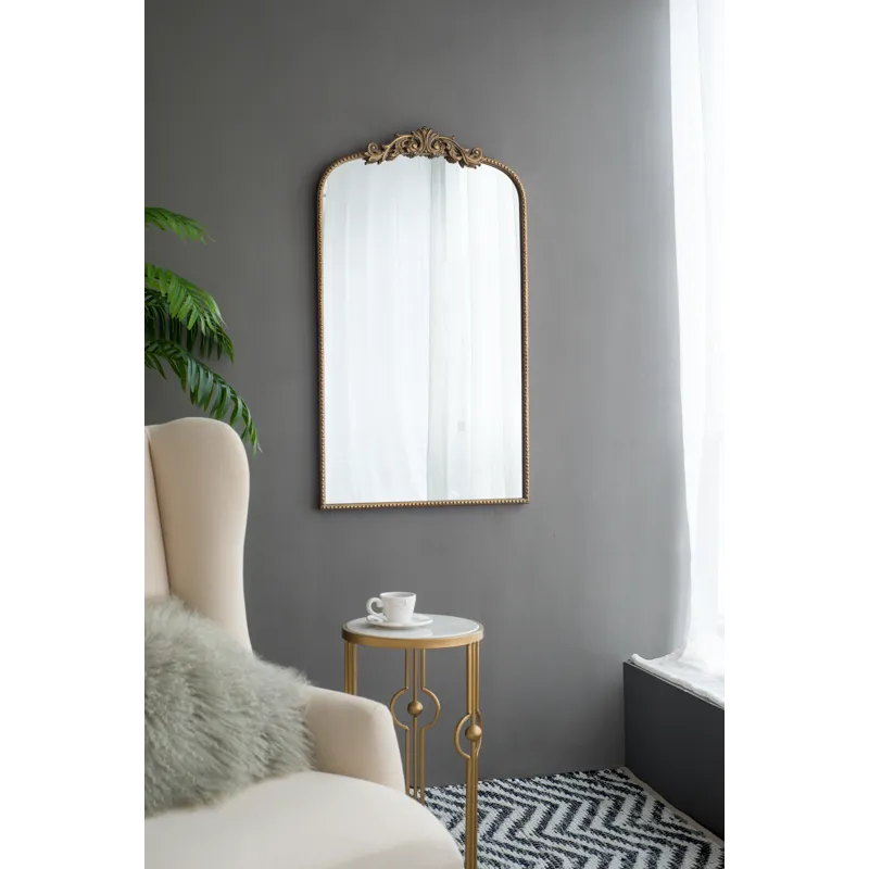Arch Mirror, Baroque Inspired Wall Decor For Bathroom, Bedroom, Living Room - Gold