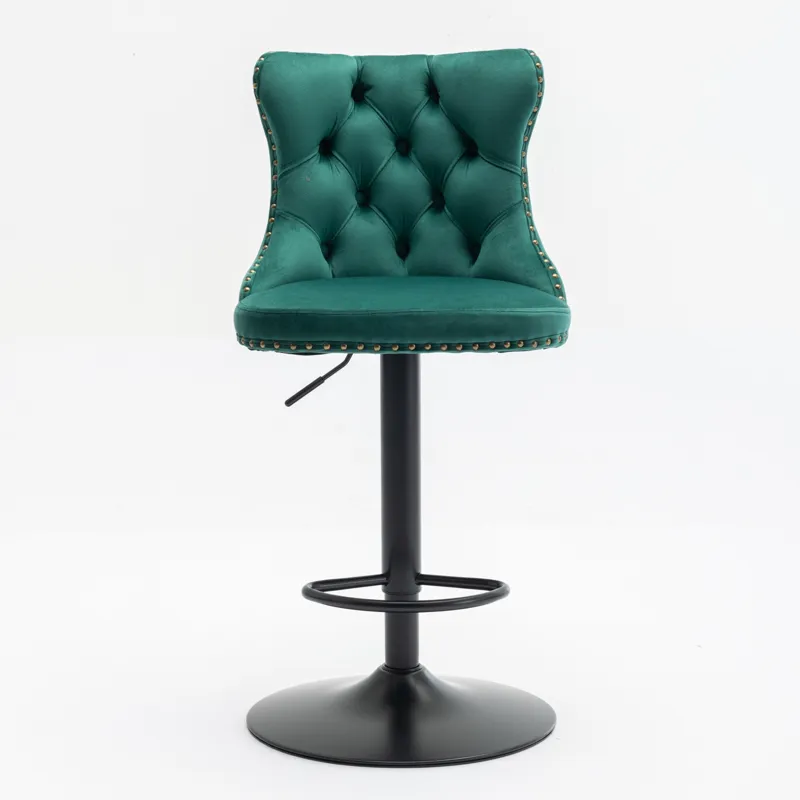 Swivel Velvet Barstools Adjusatble Seat Height, Modern Upholstered Bar Stools With Backs Comfortable