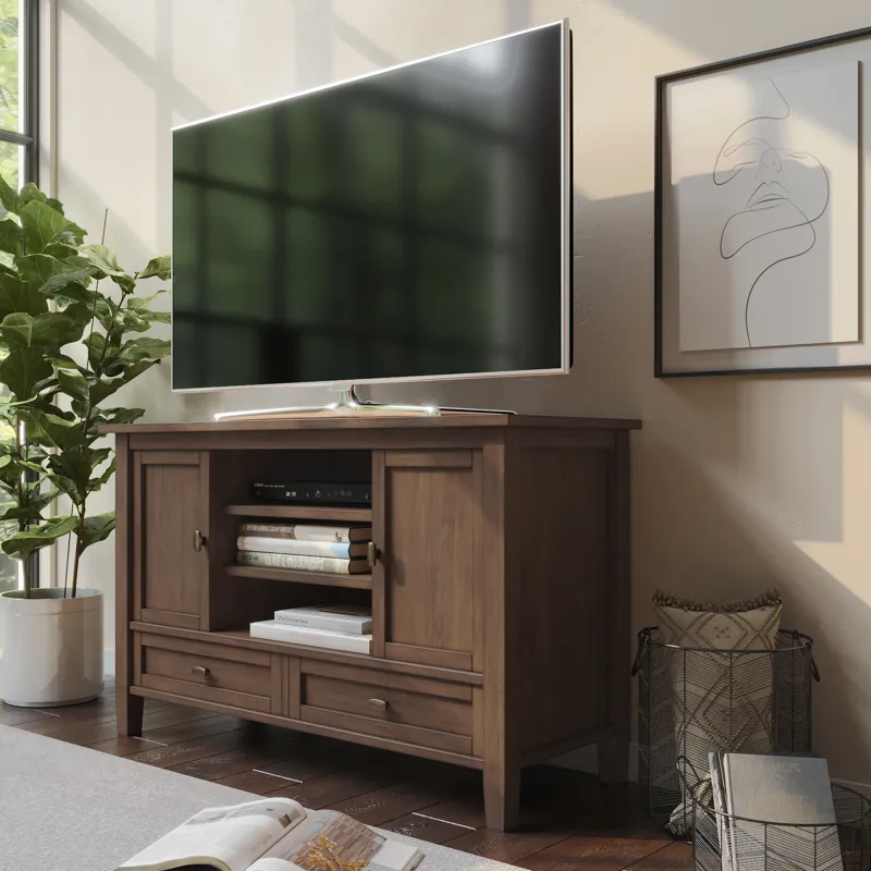 Warm Shaker - TV Media Stand - Rustic Natural Aged Brown