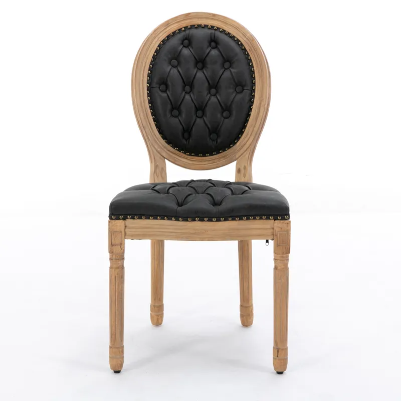 French Style Solid Wood Frame Antique Painting, Hand-Pulled Buckle Decoration PU Artificial Leather 