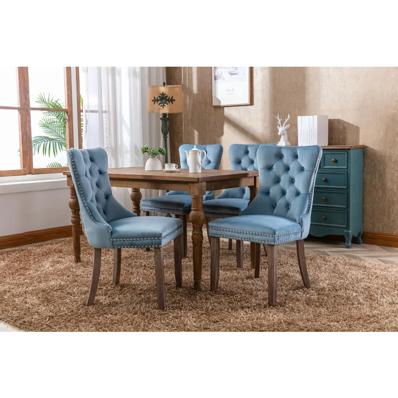 Nikki - Modern, High-End Tufted Solid Wood Contemporary Velvet Upholstered Dining Chair With Wood Le
