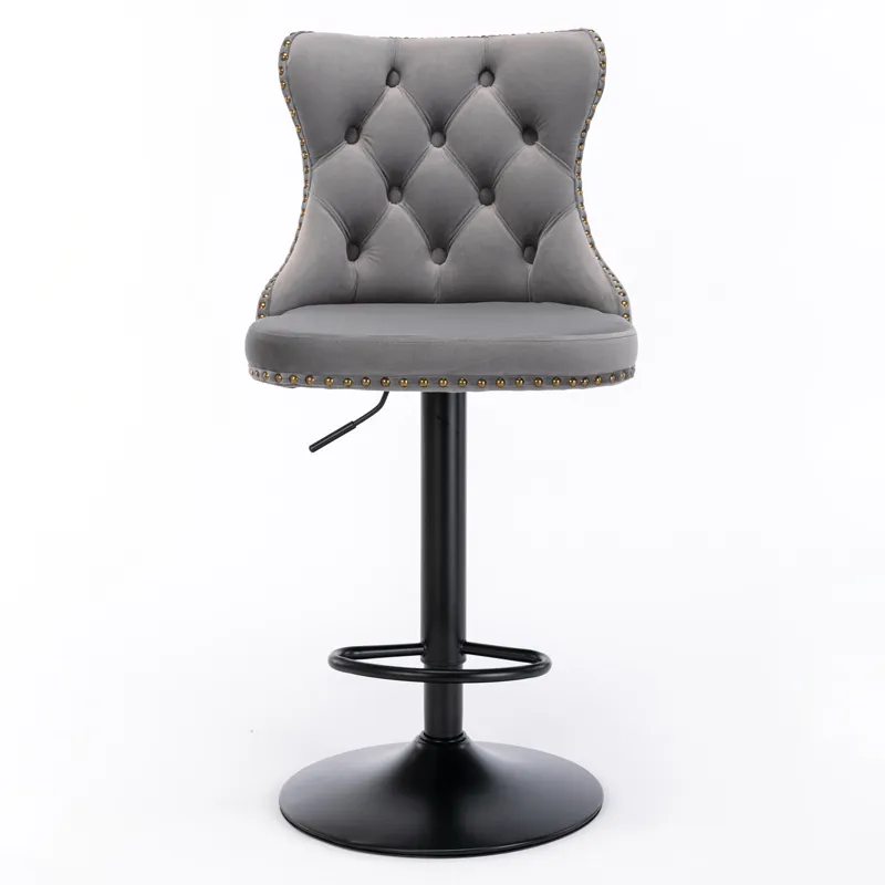 Swivel Velvet Barstools Adjusatble Seat Height , Modern Upholstered Bar Stools With Backs Comfortabl