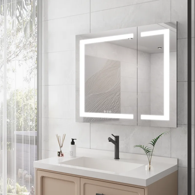 36X30\" Medicine Cabinet With LED Vanity Mirror, Anti-Fog Recessed Or Surface Mount Bathroom Double 