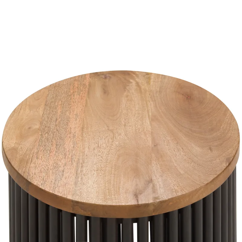 Demy - Metal and Wood Accent Table - Natural / Black