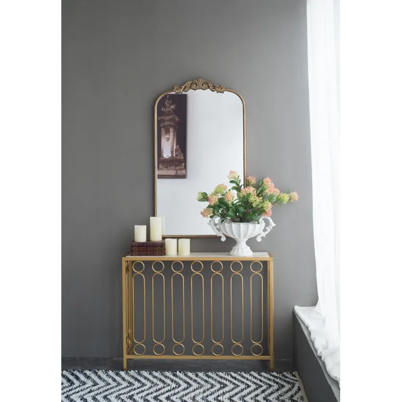 Arch Mirror, Baroque Inspired Wall Decor For Bathroom, Bedroom, Living Room - Gold