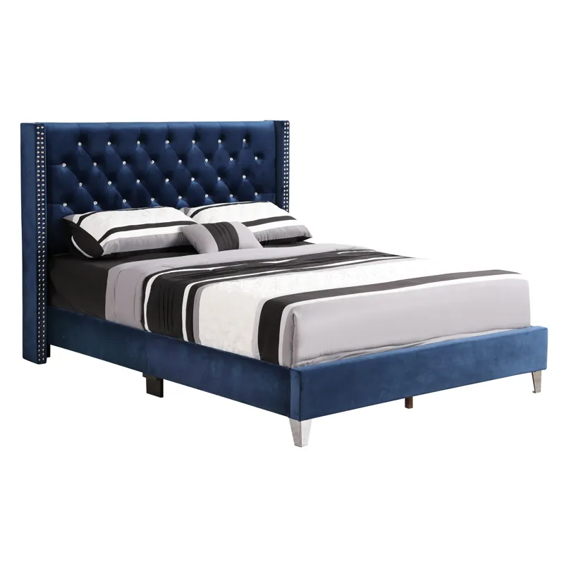 Julie - G1924-QB-UP Queen Upholstered Bed - Navy Blue