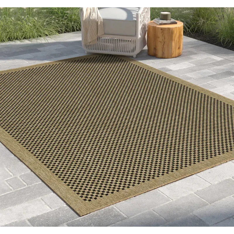 Earth - 7\'10\" X 10\'3\" Indoor / Outdoor Area Rug Polypropylene - Jute / Black