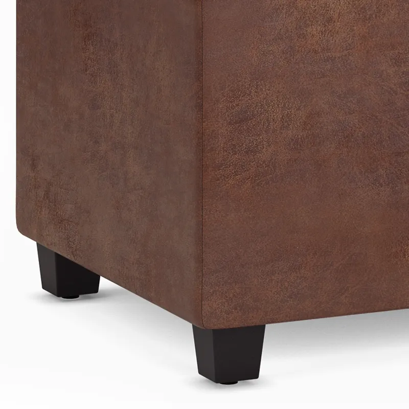 Avalon - Extra Large Storage Ottoman Bench - Distressed Saddle Brown