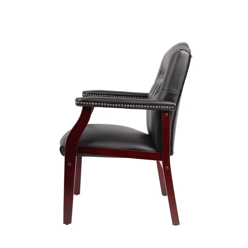 Leather Reception Guest Chairs With Padded Seat And Arms Ergonomic Mid-Back Office Executive Side Ch