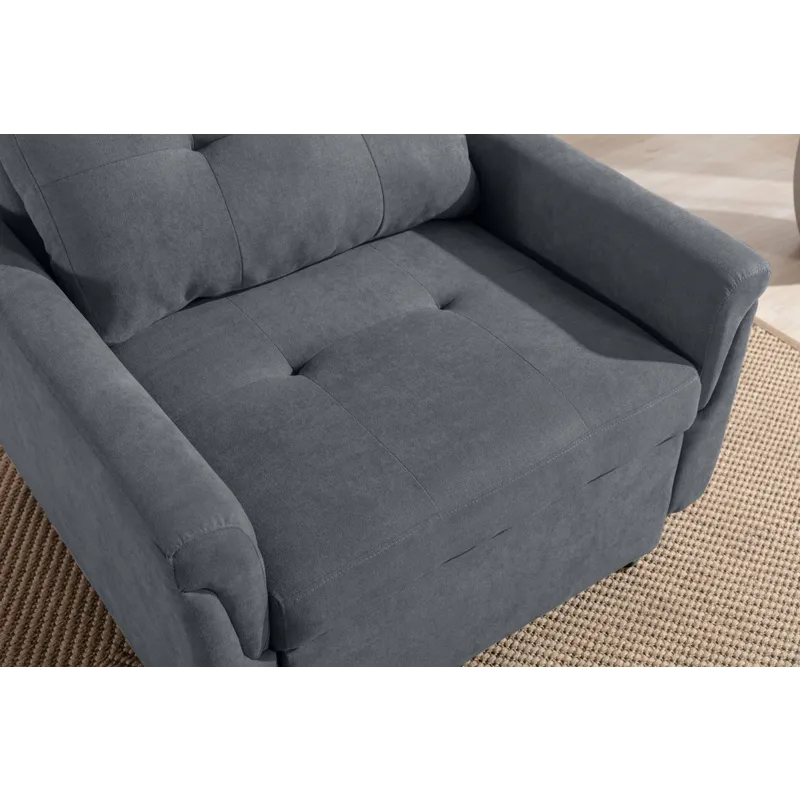 Hannah - Woven Convertible Armchair - Dark Gray