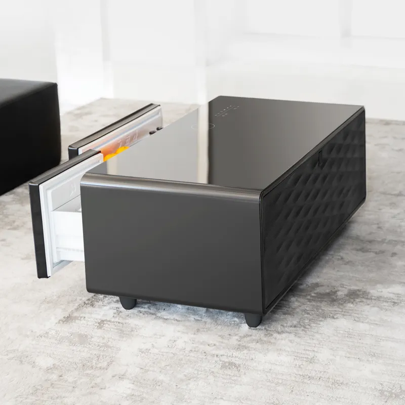 Modern Smart Coffee Table With Built-In Fridge - Bluetooth Speaker, Wireless Charging, Touch Control