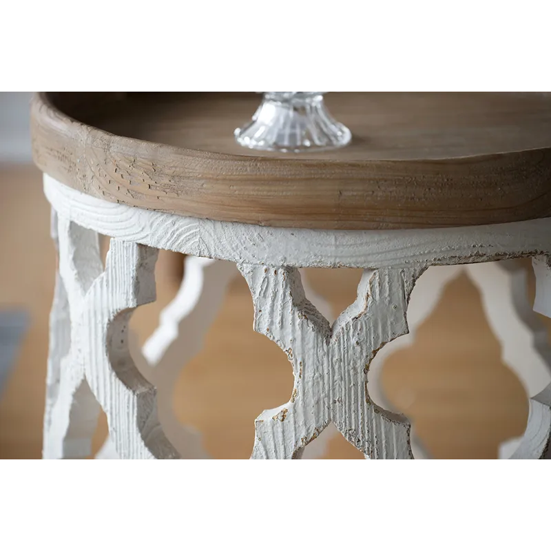 Large Distressed Side Table - White