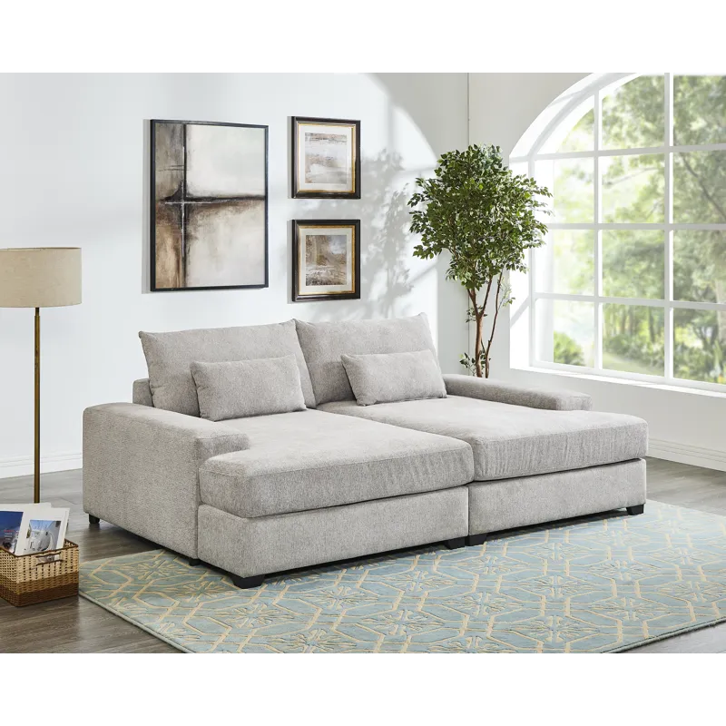 Jaylee - Light Gray Fabric 88\" Wide Oversized Sleeper Sofa