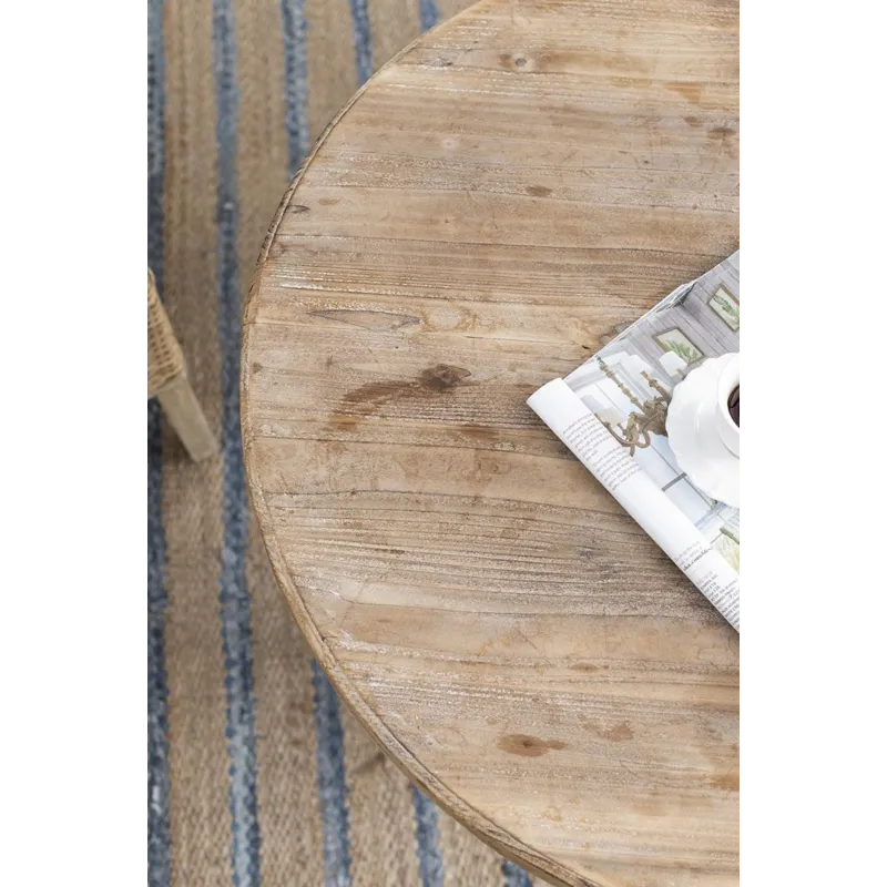 Antique Round Wood Table - Antique White / Gray