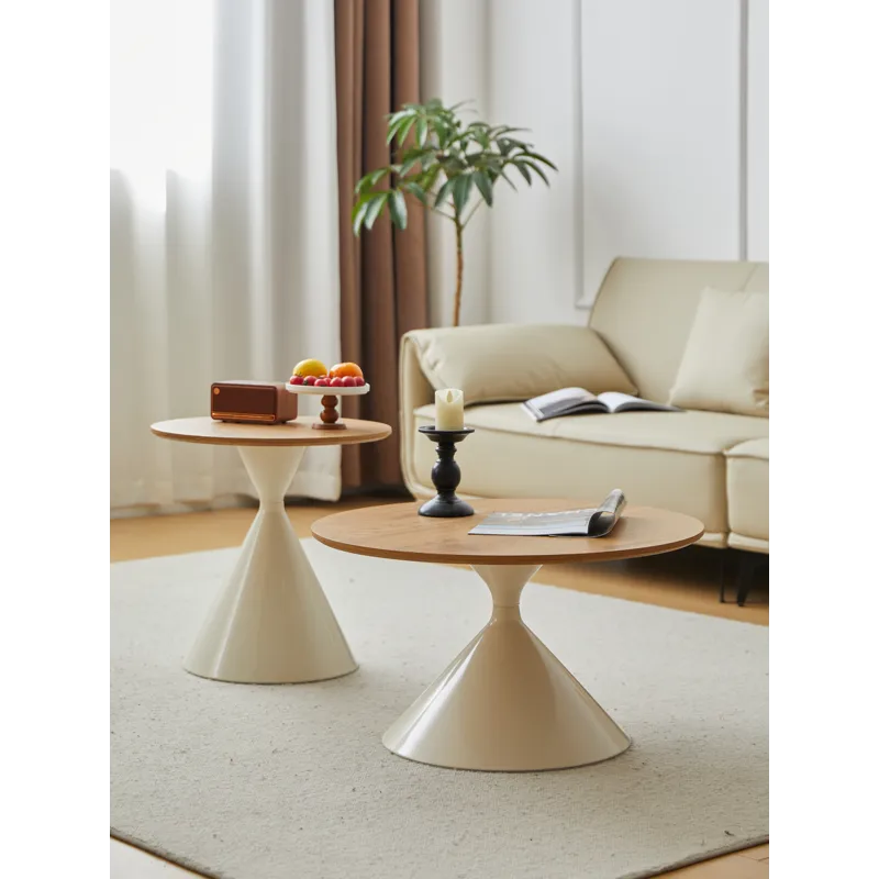 Round Coffee Table - Brown / White