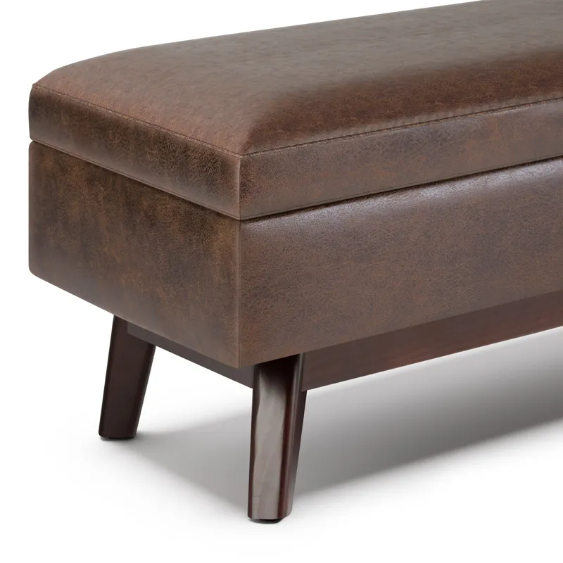 Owen - Rectangular Storage Ottoman - Distressed Chestnut Brown