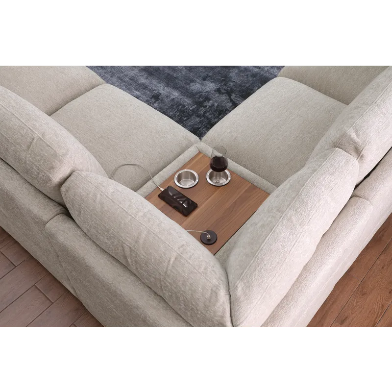 Celine - Chenille Fabric Corner Sectional Sofa With Right-Facing Chaise, Cupholders, And Charging Po