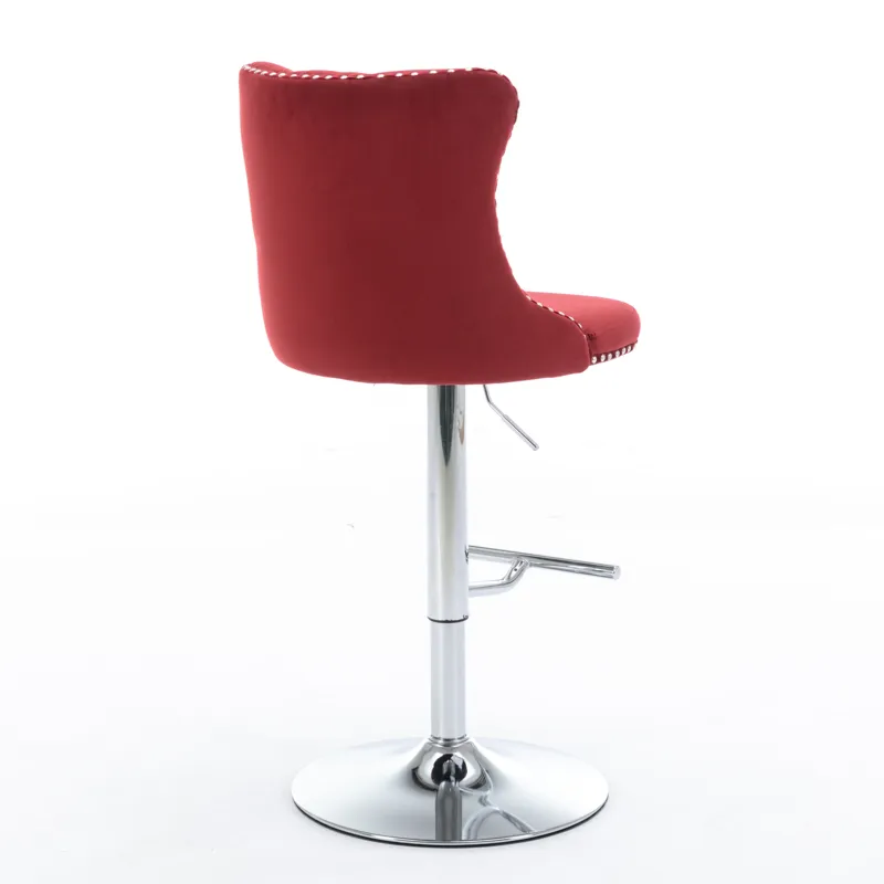 Swivel Velvet Barstools Adjusatble Seat Height From 25-33\", Chrome Base Bar Stools With Backs Comfo