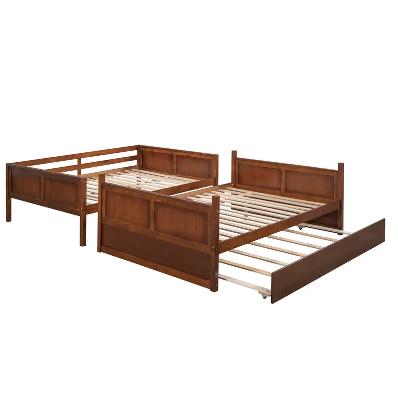 Full Over Full Bunk Bed With Twin Size Trundle - Walnut
