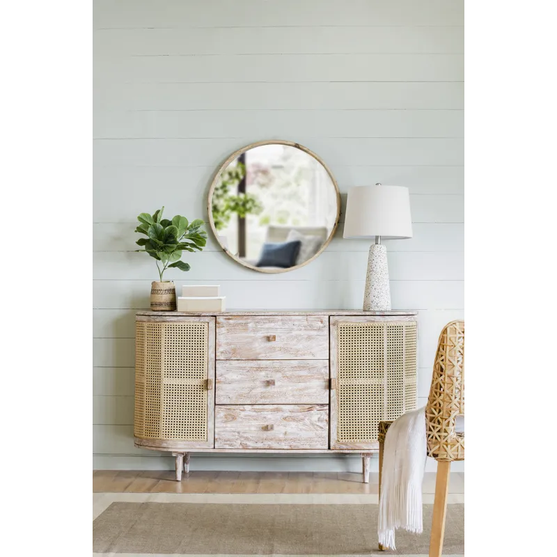 TV Console With Cane Doors - Multicolor